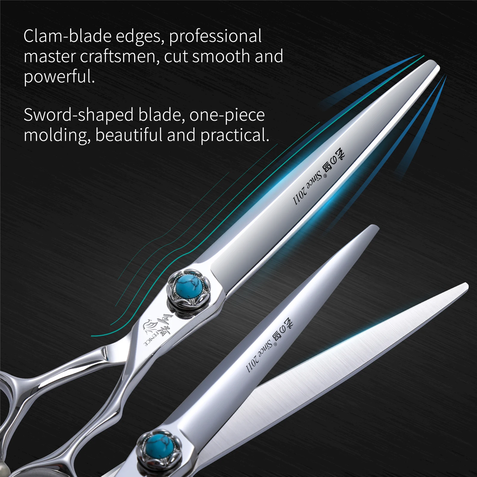 Fenice-Tijeras profesionales de peluquería para perros, 7 pulgadas, VG10, cojinete turquesa, tornillo recto - imagen 3