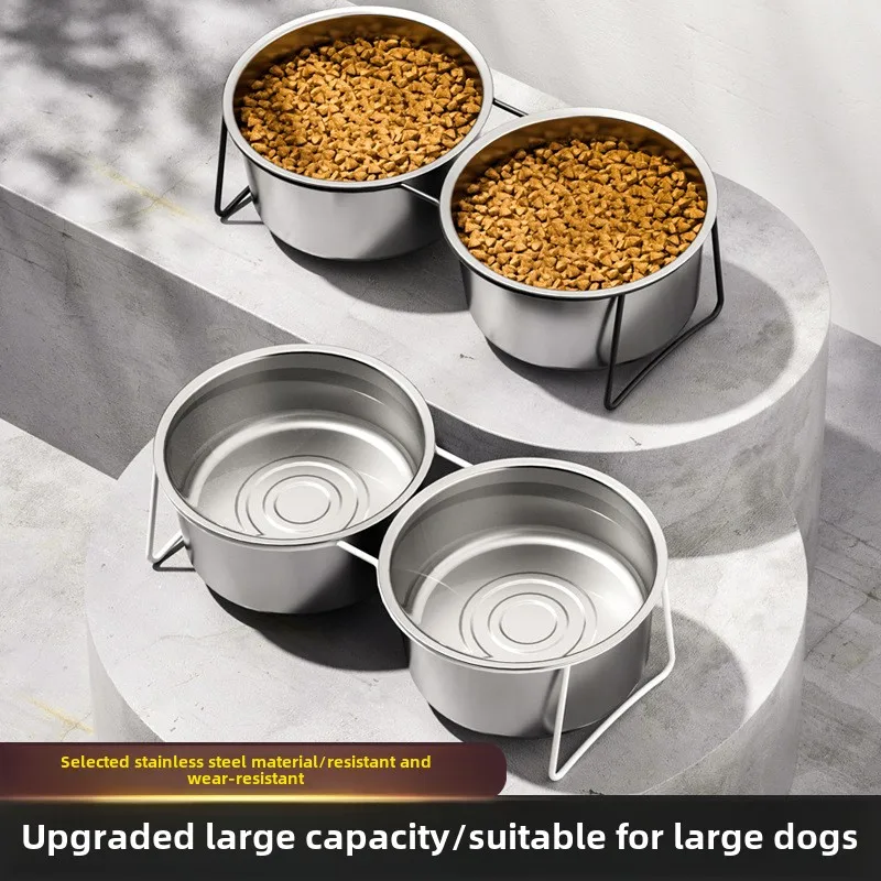 Cuenco grande de acero inoxidable para comida lenta para perros con soporte grueso, productos elevados para mascotas, suministros, accesorios para comederos a prueba de punta - imagen 2