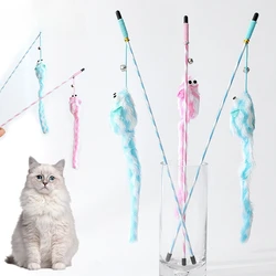 Juguete interactivo para gatos con varita, campana y ratón de peluche