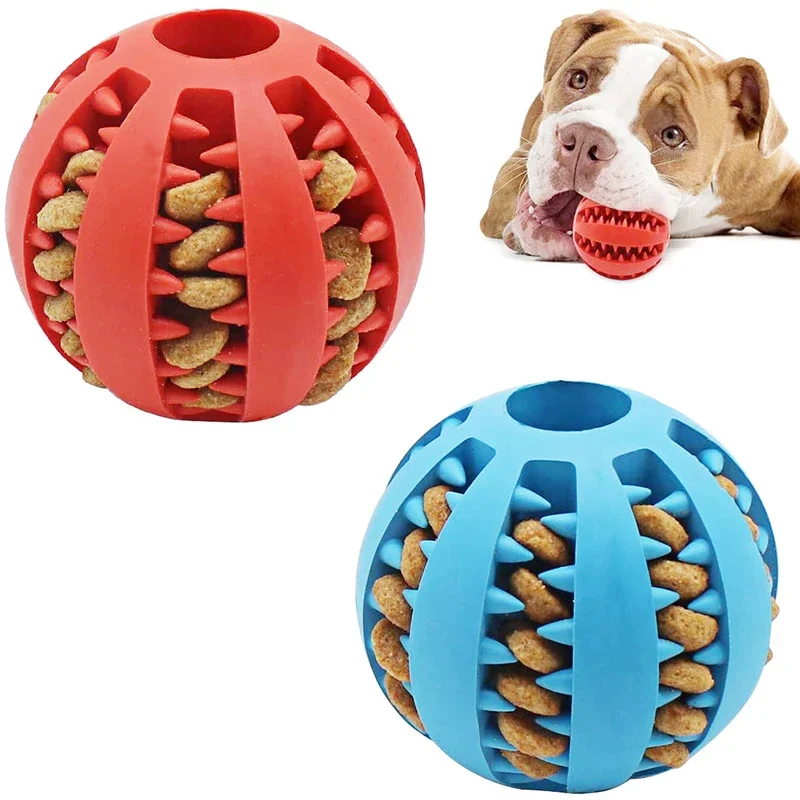 Pelota de juguete para perros pequeños, juguete interactivo elástico para masticar para cachorros, limpieza dental, pelota de comida de goma, accesorios para mascotas - imagen 3