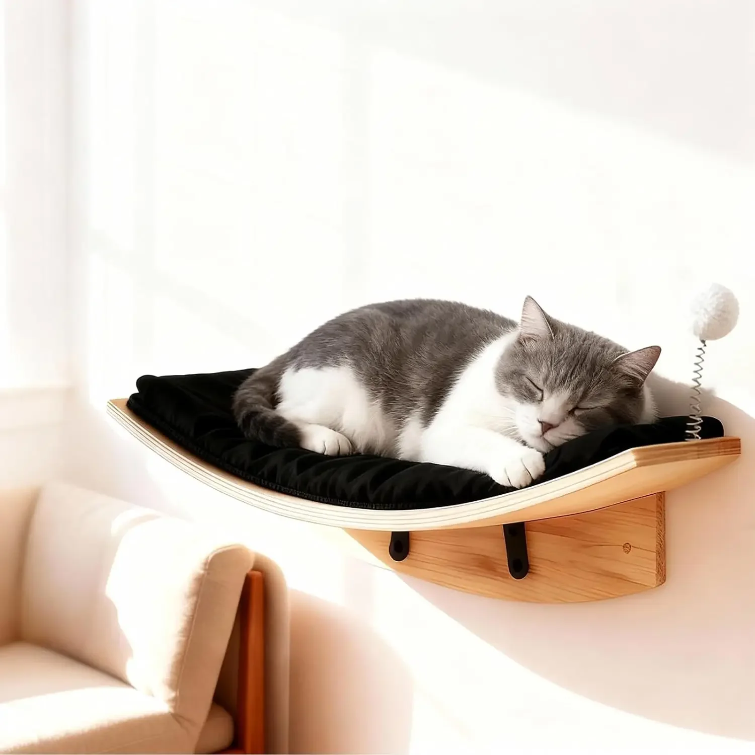 Plataforma suave de fieltro para gatos con montaje en pared - imagen 2