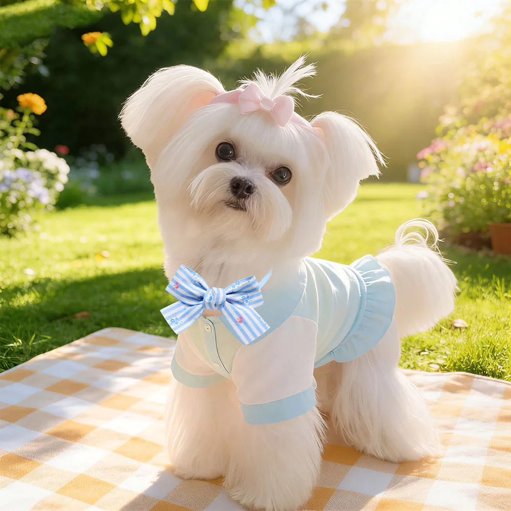Lazos ajustables a cuadros con cerezas para gatos y perros - imagen 3