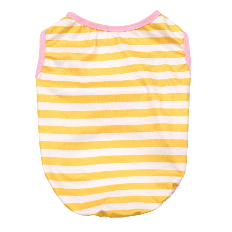 Chaleco de verano a rayas para mascotas, ropa clásica de York para perros pequeños, monos ligeros para Chihuahua y gatos, Color caramelo - imagen 3