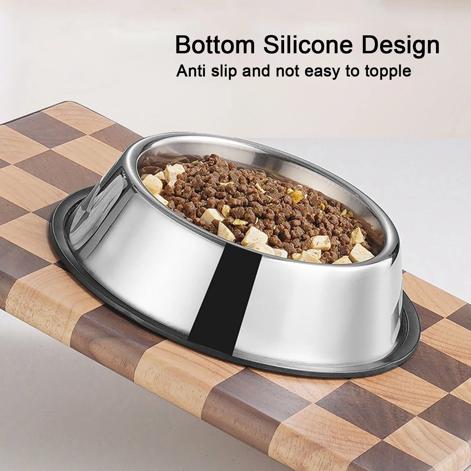 Cuenco de acero inoxidable con Base de goma antideslizante para perros, comedero para gatos, cuenco de agua para mascotas pequeñas, medianas y grandes - imagen 4