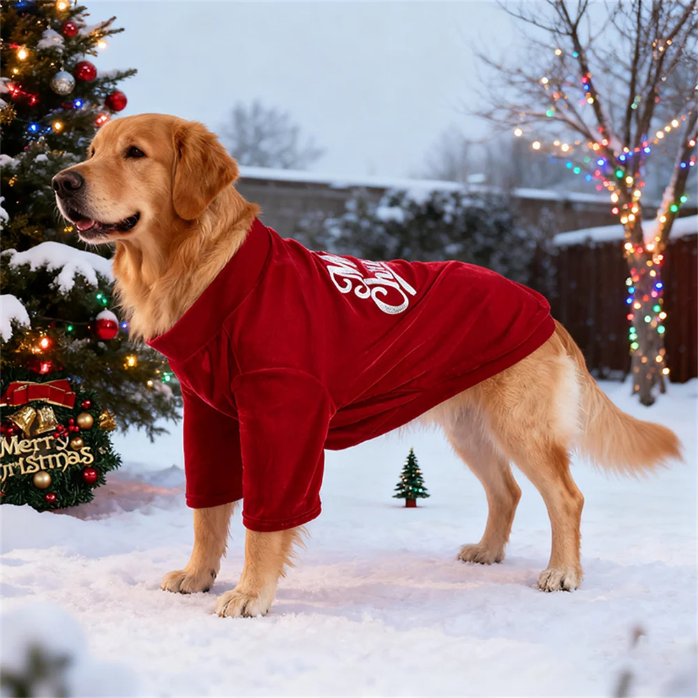 Camiseta de perro estilo navideño para perros pequeños y medianos, ropa de vacaciones para mascotas con estampado de letras clásicas samoyed de Golden Retriever