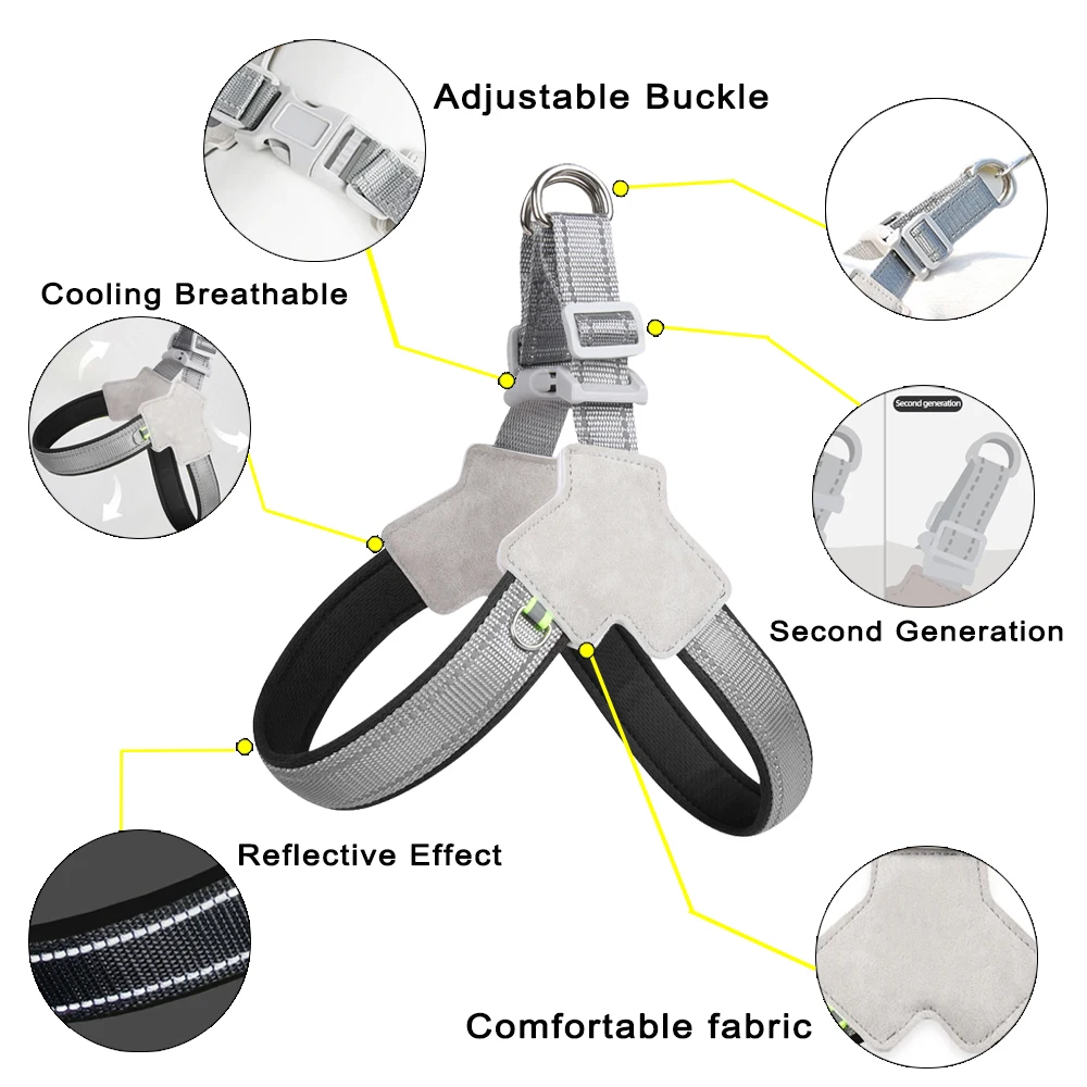 Arnés para perros, correa reflectante ajustable para el pecho para perros pequeños y medianos, malla para gatos, arnés transpirable para cachorros, chaleco, suministros para Yorks - imagen 4