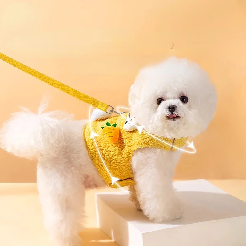 Perro Otoño Invierno oso de peluche conejo de peluche mascota gato chaleco estilo cuerda de tracción perros caminando cuerda perro arnés cachorro perro correa - imagen 3