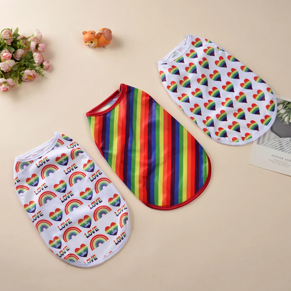 Chaleco transpirable con estampado creativo para perro, ropa para perros pequeños, medianos, gatos, arcoíris, camiseta para cachorros, trajes suaves para Chihuahua