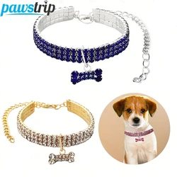 Collar para gatos y perros pequeños con forma de hueso y cristal