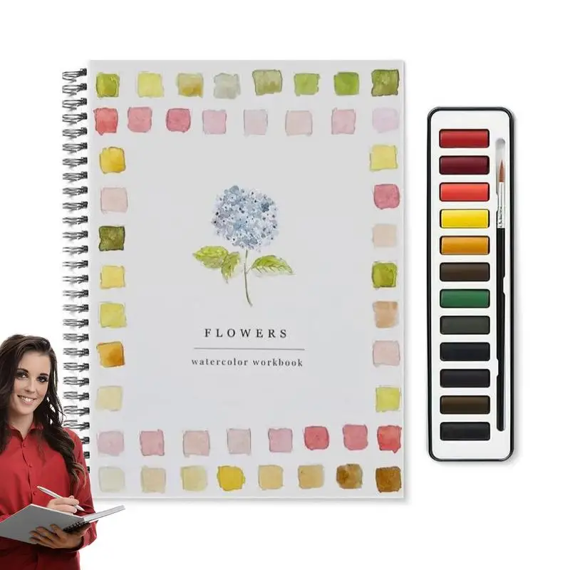 Libro de trabajo de acuarela, juego de dibujo de acuarela apto para principiantes, Kit de libros para colorear con agua con pincel para niños, niñas y adultos - imagen 2