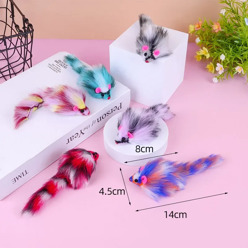 Lote de juguetes para gatos – ratones peluche y plumas coloridas - imagen 2