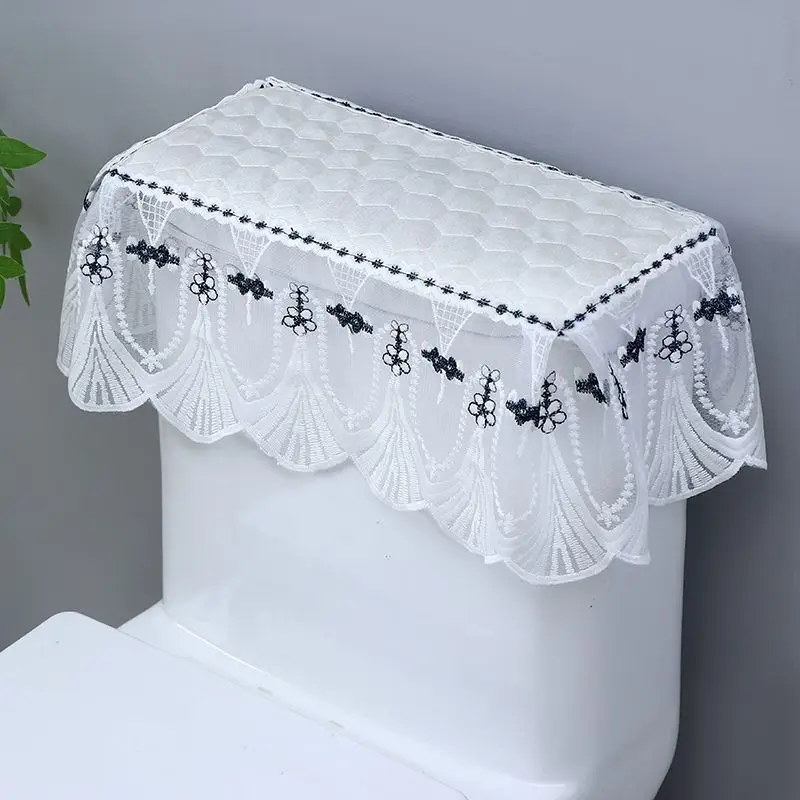 Cubierta Universal para tanque de inodoro, almohadilla antideslizante a prueba de polvo, cubierta de encaje, cubierta desmontable para inodoros, ropa, decoración del hogar - imagen 4