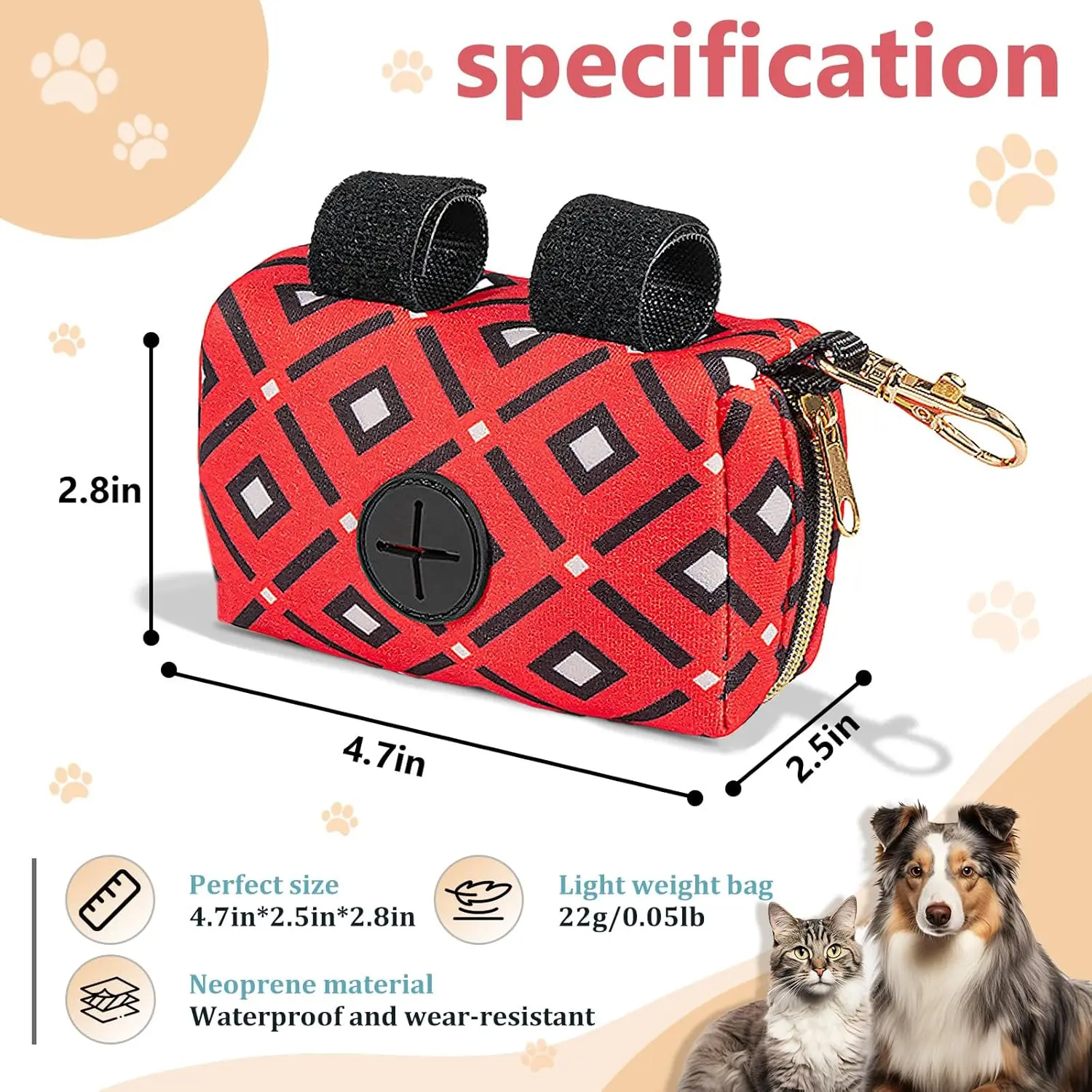 Portabolsas para perro de lona con dispensador integrado de bolsas - imagen 3