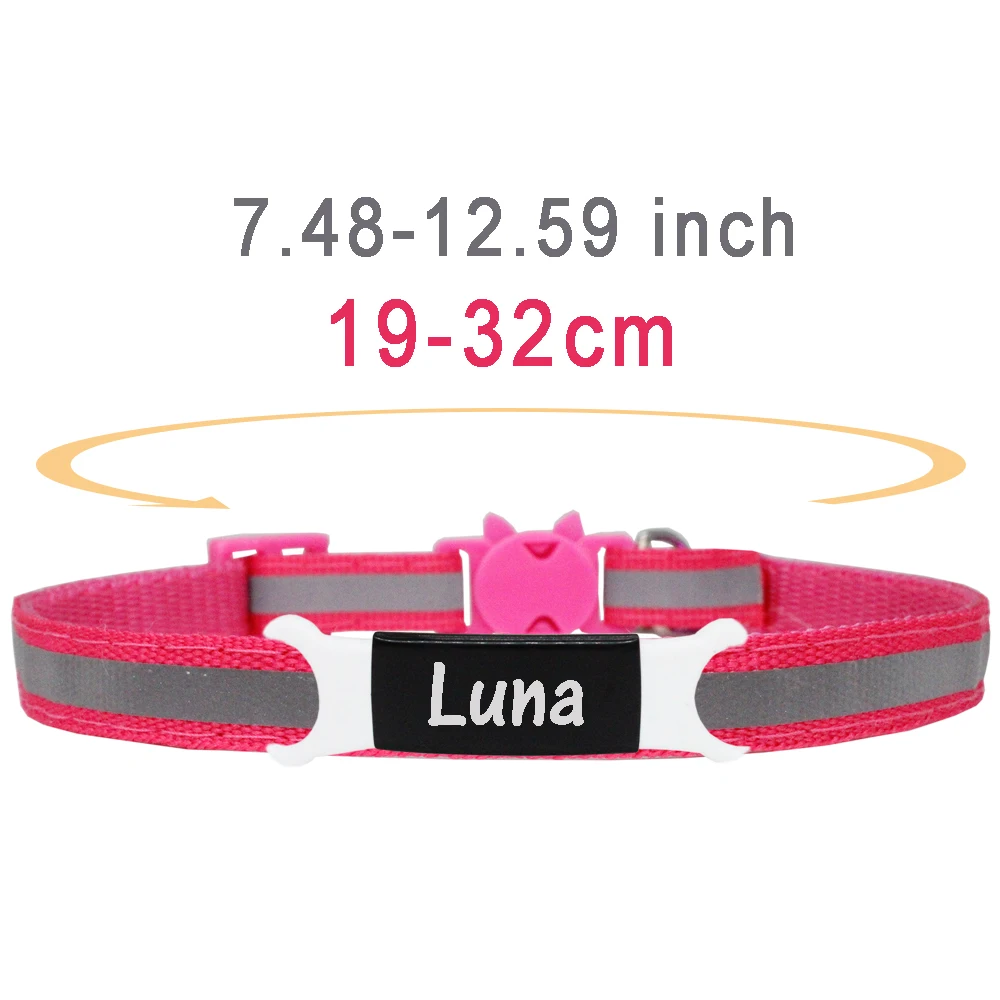 Hebilla de seguridad reflectante para gato, Collar colorido, ajustable, nombre de identificación personalizado, Collar grabado, accesorios, Collar con placa de identificación - imagen 5