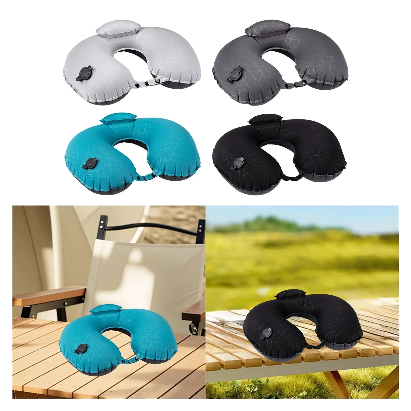Almohada inflable para acampar, almohada de viaje multiusos compacta y cómoda en forma de U - imagen 4