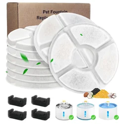 Reemplazo de filtro de fuente de agua para gatos, juego de filtros de carbón redondos para fuente automática superior para mascotas de 2,4 L, sistema de filtración múltiple