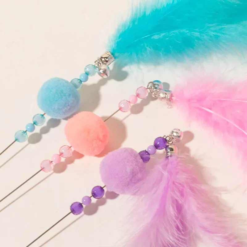 Juguetes alambre acero gatos palos plumas - Bola de lana y accesorios