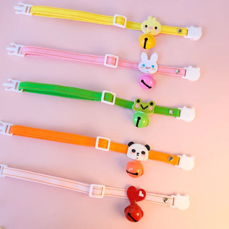 Lindo collar de gato de dibujos animados con campana, collar de gatito ajustable para niñas y niños, divertidos accesorios para mascotas para gatos y perros pequeños - imagen 5