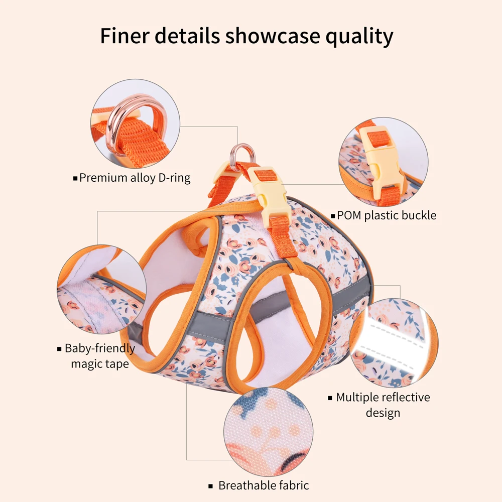Breathe-Conjunto de correa con arnés para gato pequeño, Kit de correa para gato bonito, chaleco con arnés para gato pequeño, correa de muñeca ajustable en verano - imagen 4