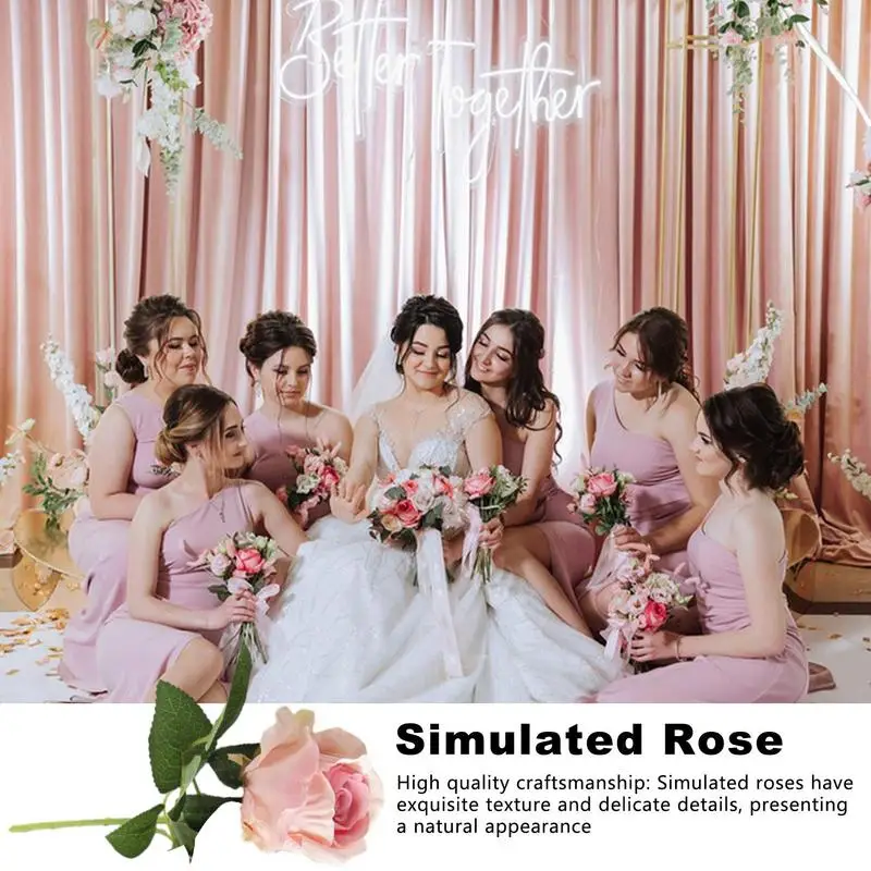 Simulación de flor de Rosa única, tallo único, decoración Natural del hogar, centros de mesa para bodas, cocinas y familia - imagen 4