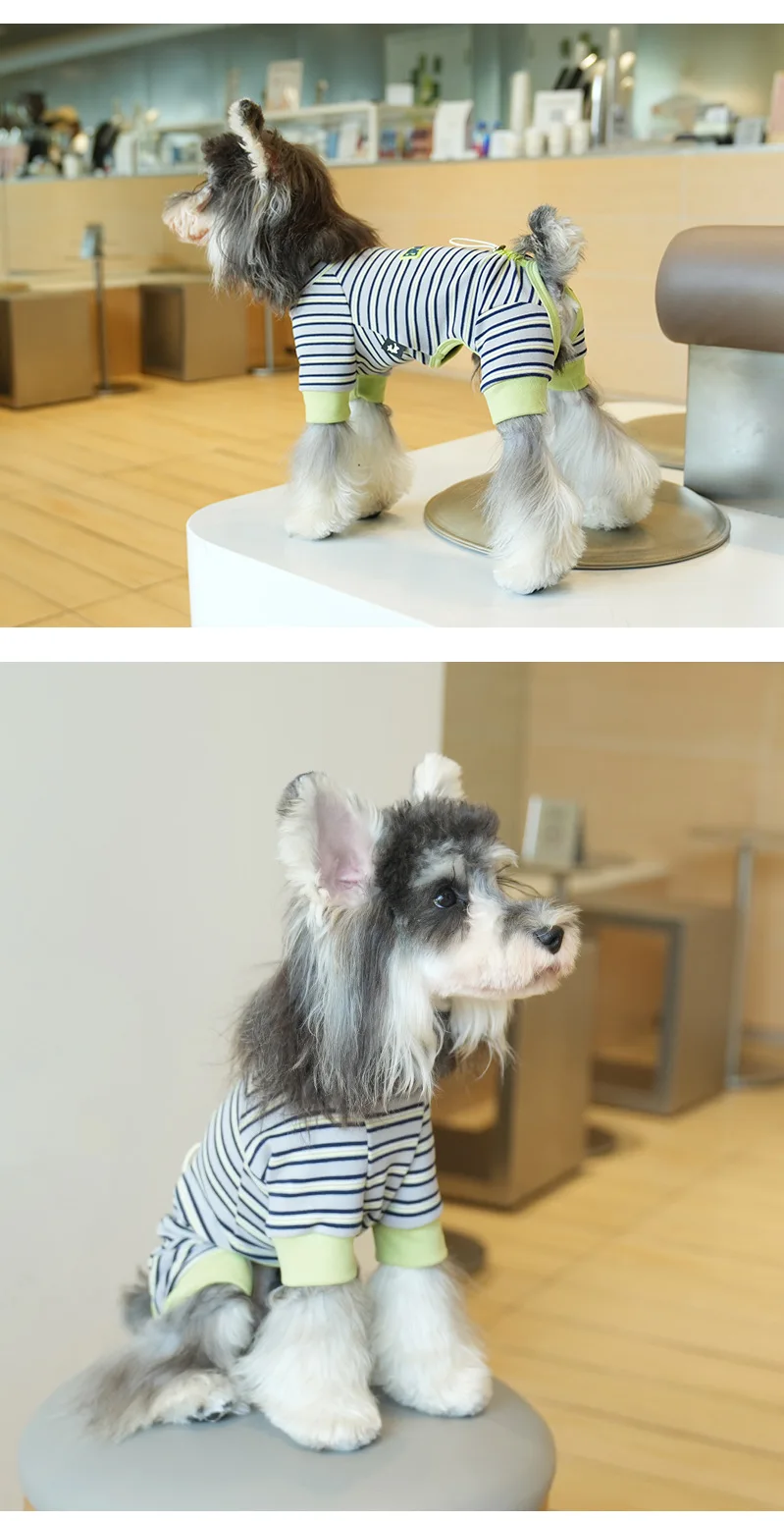 Ropa a rayas para perros para otoño e invierno, suave capa Base de cuatro patas, mono para perros, camiseta cálida para el cuerpo, jersey para perros, ropa - imagen 4