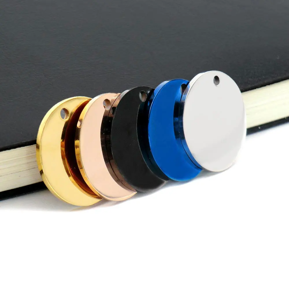 Venta al por mayor, 20 piezas, etiquetas redondas de identificación de perro, nombre DIY, etiqueta polaca de espejo, etiqueta decorativa de placa de acero inoxidable para hombre, placa antipérdida de gato - imagen 3