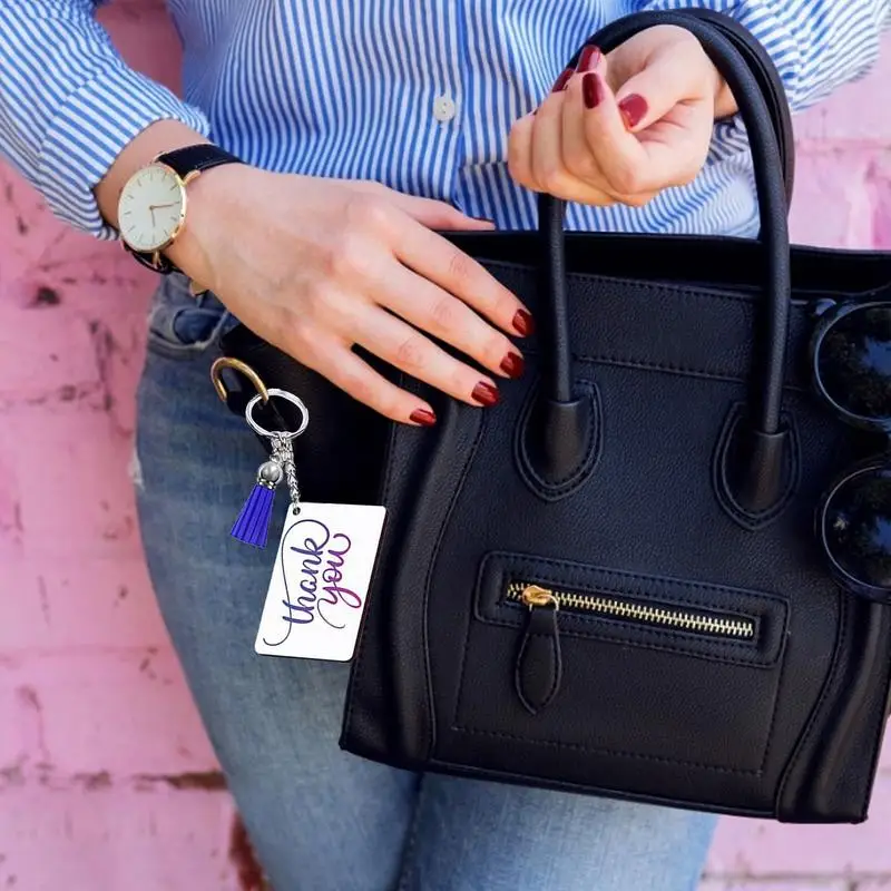 120 piezas de llavero de sublimación DIY en blanco conjunto con borlas de cuero transferencia térmica Rectangular en blanco llavero Accesorios - imagen 4