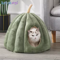 Cama calabaza cálida para gato lavable – ideal invierno