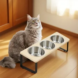 Cuenco elevado 3 en 1 para gatos pequeños – acero inoxidable antivómitos