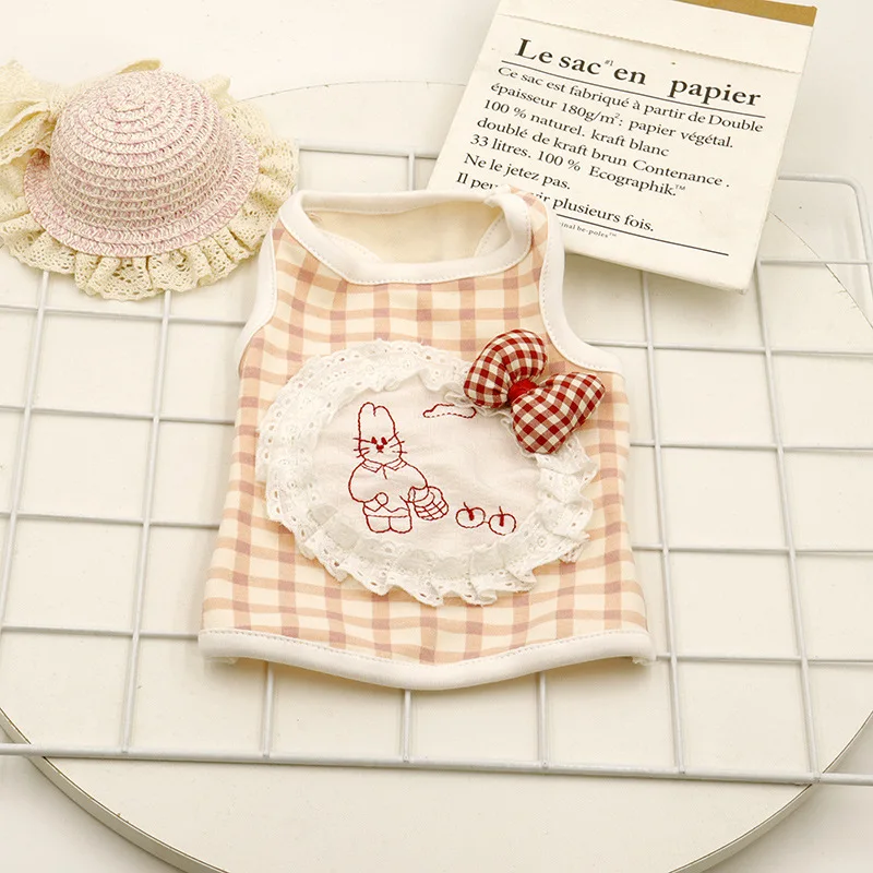 Chaleco a cuadros de primavera para mascotas, ropa para gatos, pijamas para el hogar, ropa para cachorros, ropa para perros pequeños - imagen 2