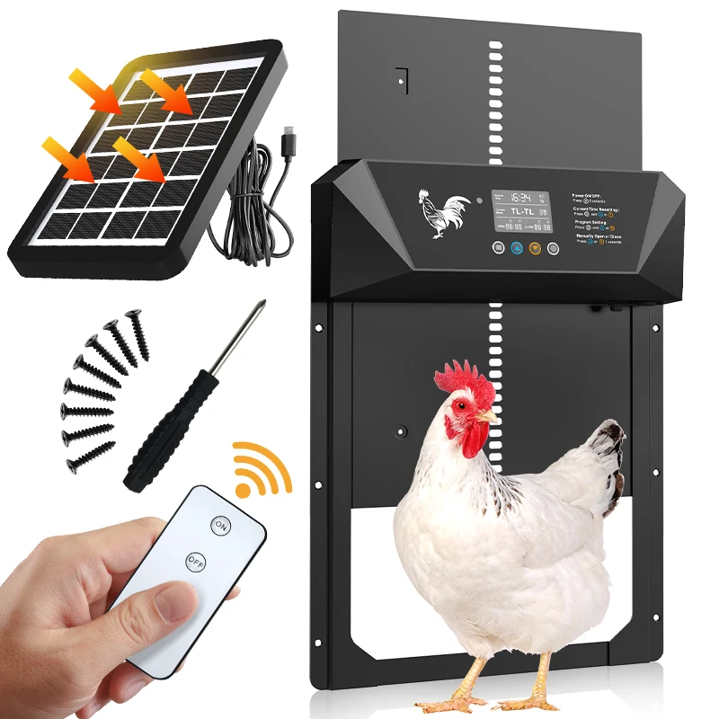 Puerta automática solar para gallinero con LCD y temporizador – 4 modos - imagen 3