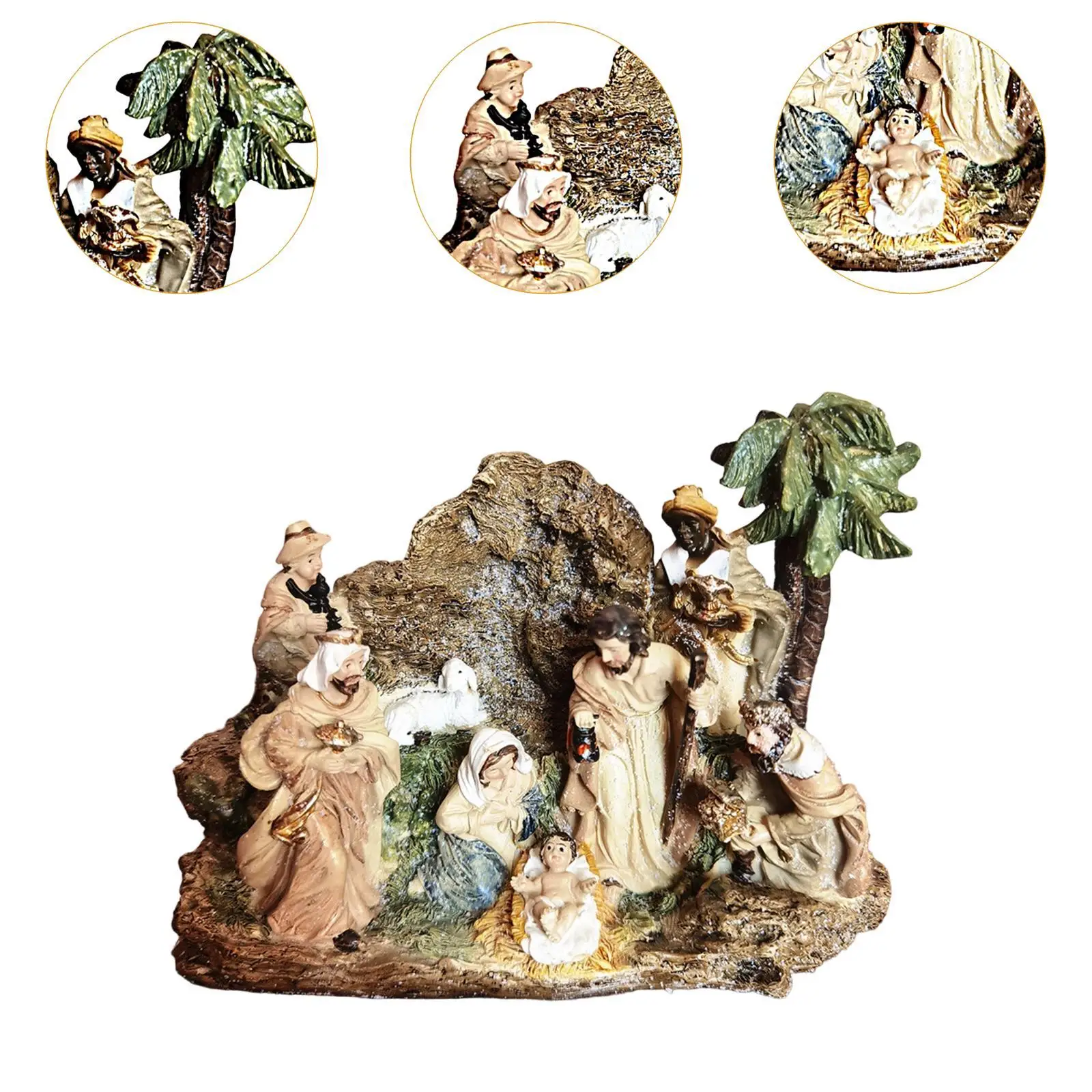 Nativity Figurine Figure Family Figurine Accessories Indoor Decoration Religious Craft Ornaments Sculpture for Countertop Nativity Figurine Figure Family Figurine Accessories Indoor Decoration Religious Craft Ornaments Sculpture for Countertop