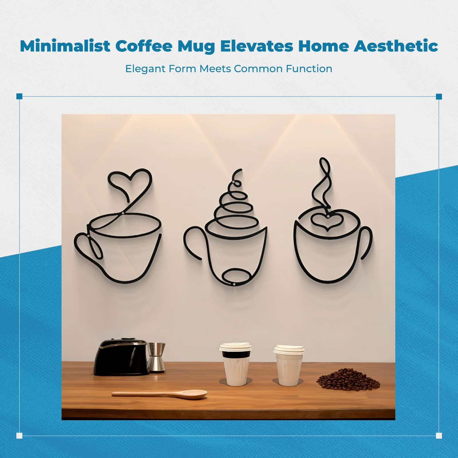 Decoración pared cocina – 3 taza café estilo rústico para adulto - imagen 4