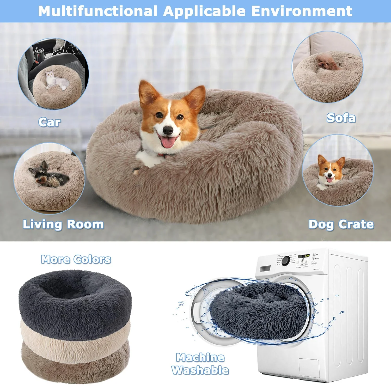 Cama súper suave para gatos, cama tranquila lavable de tamaño completo de felpa, cama de Donut, artefacto para dormir cómodo, adecuado para el invierno - imagen 3