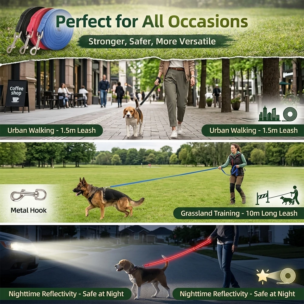 Correa reflectante para perros: entrenamiento y paseos nocturnos pugs - imagen 2