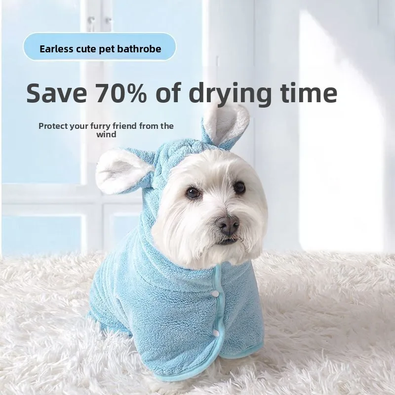 Albornoz para mascotas, toallas absorbentes de secado rápido para perros, Toalla de baño con capucha, toalla de baño para limpieza de gatos, suministros para mascotas