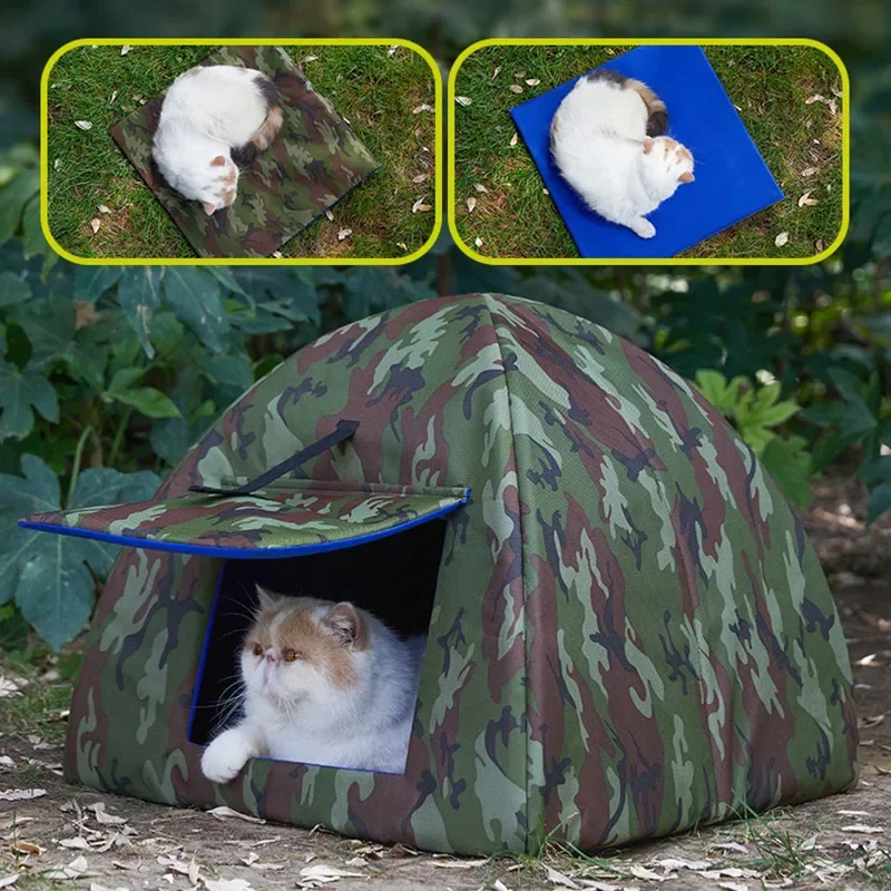 Tienda de campaña al aire libre para gatos, camas cálidas impermeables para mascotas, casa para cachorros, muebles para dormir semicerrados, suministros para gatos, accesorios - imagen 2