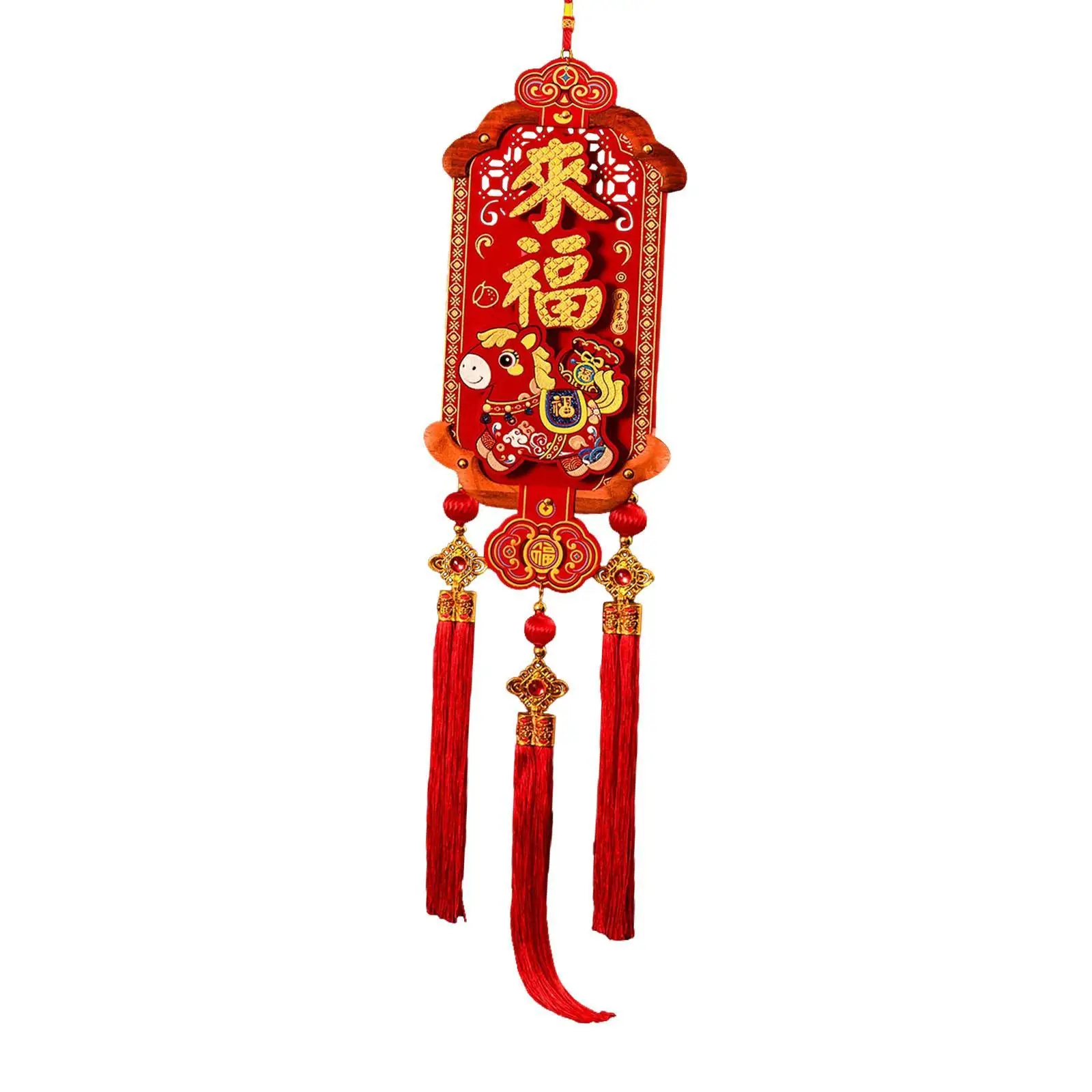 Chinese New Year Pendant Felt Wooden Hanging Ornament Spring Festival Home Decor Lucky Fu Decoration for Party Door Wall
