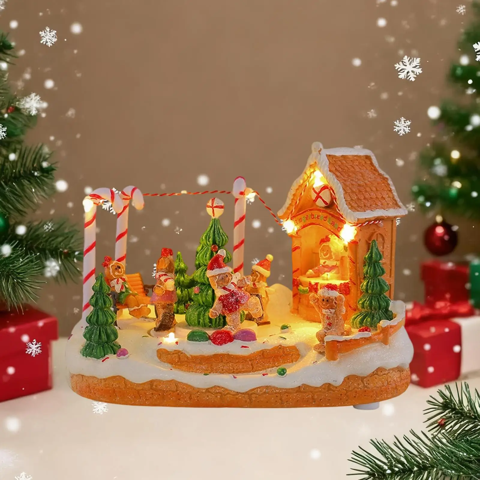 Christmas Music Box Festive Xmas Gifts Creative Resin Craft Christmas Resin Light Decoration Light up Desktop Ornament for Home