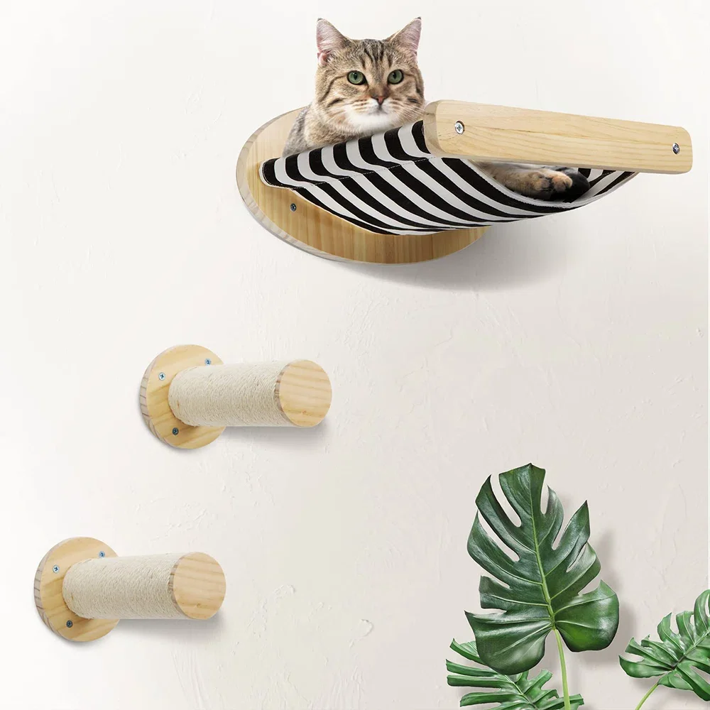 Estantes de escalada para gatos, torre de árbol para gatos montada en la pared, escaleras de Sisal, poste rascador para gatos de interior, gimnasio, pasarela en el cielo, accesorios de juguete