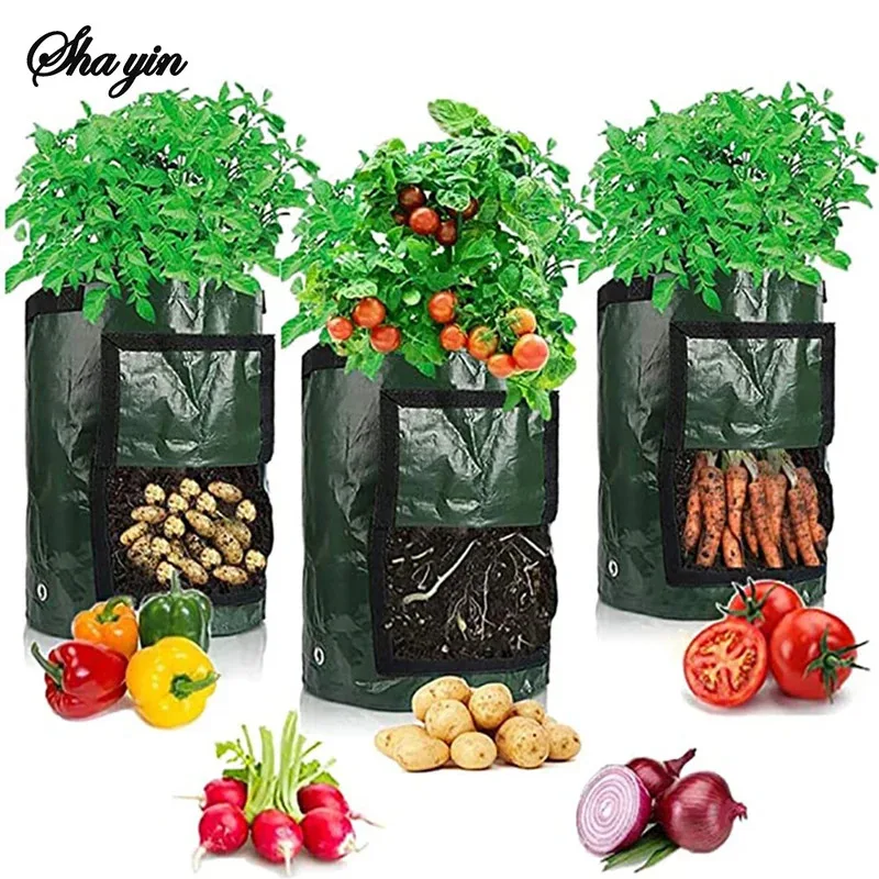 Bolsas redondas para plantar patatas, color verde oscuro, transpirables, para plántulas hortícolas, cubos para plantar verduras, bolsas Meizhi, 1 ud. - imagen 2