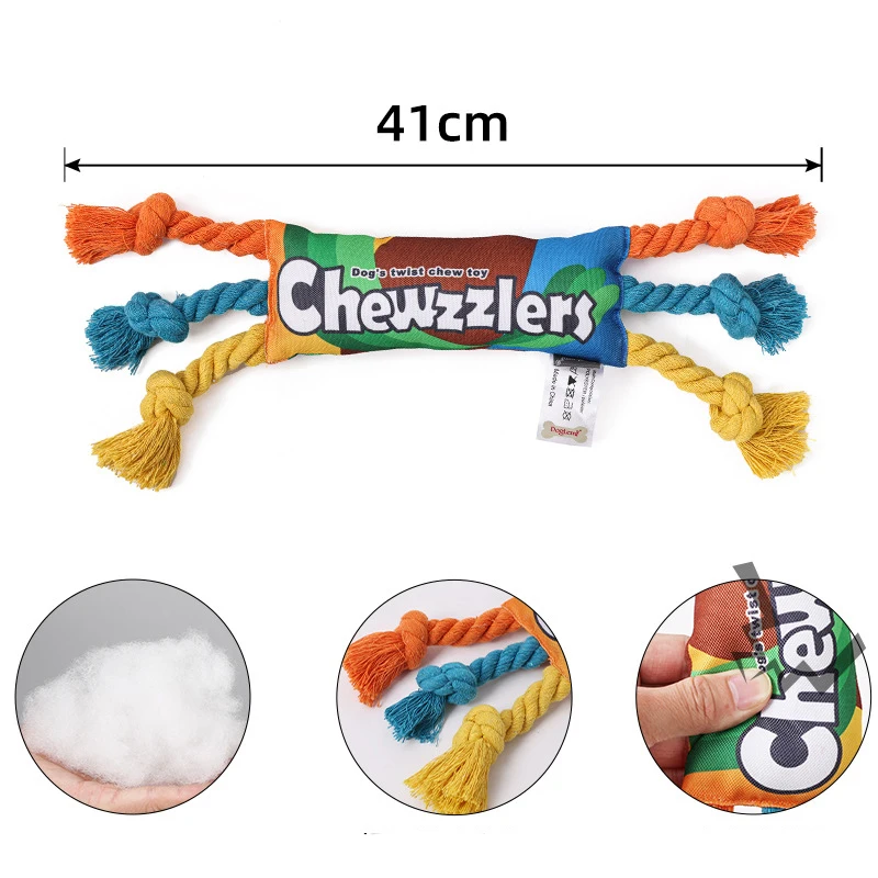 Juguetes para cachorros, cuerda para masticar de algodón colorida, juguete con nudo, juguetes trenzados duraderos para perros, limpieza de dientes, cuerda de hueso trenzada - imagen 2