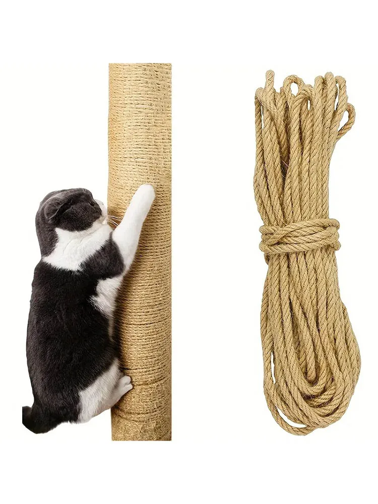 10/20/50M 6MM cuerda rascador para gatos DIY cuerda de Sisal Natural juguete gato pata garra muebles Protector árbol torre escalada marco vinculante - imagen 4
