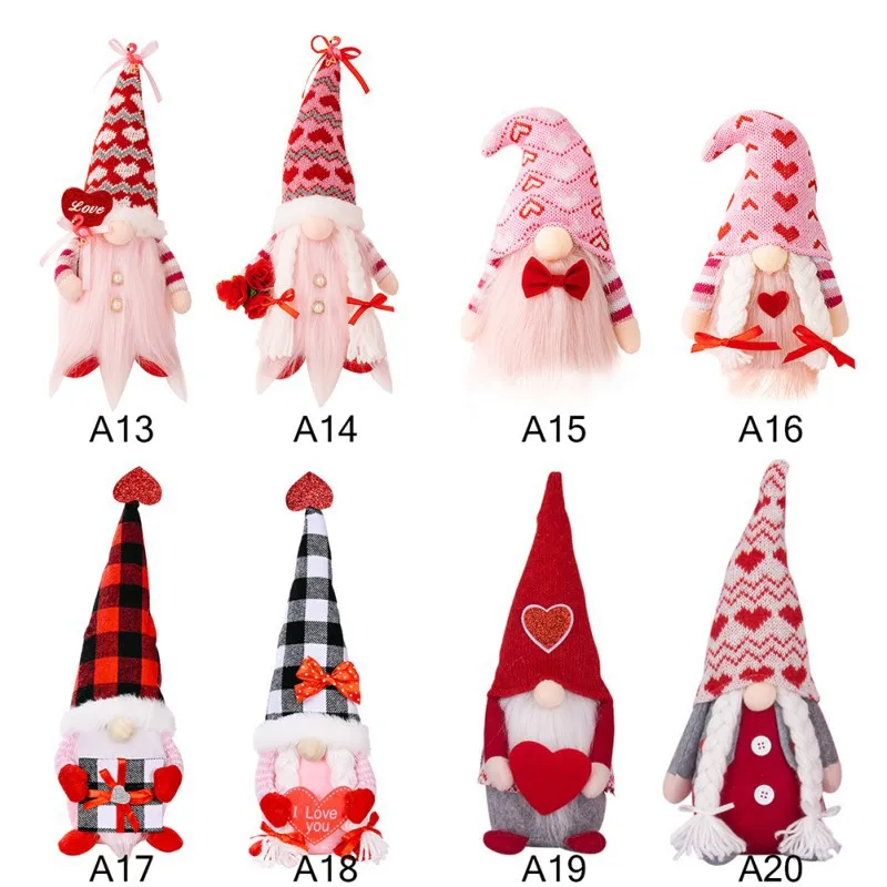 Decoraciones de elfo de felpa con purpurina para el Día de San Valentín, Tomte escandinavo hecho a mano para decoración del hogar del Día de San Valentín - imagen 2