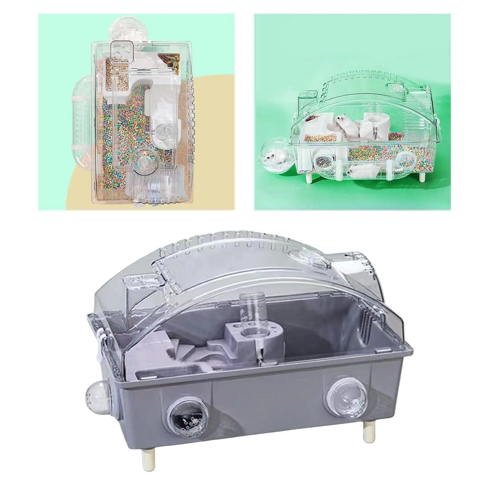 Hamster Cage Openable Top with Water Bottle 2 Tier Pet House Exercise Playing House for Rats Mice Gerbils Bunny Small Animals