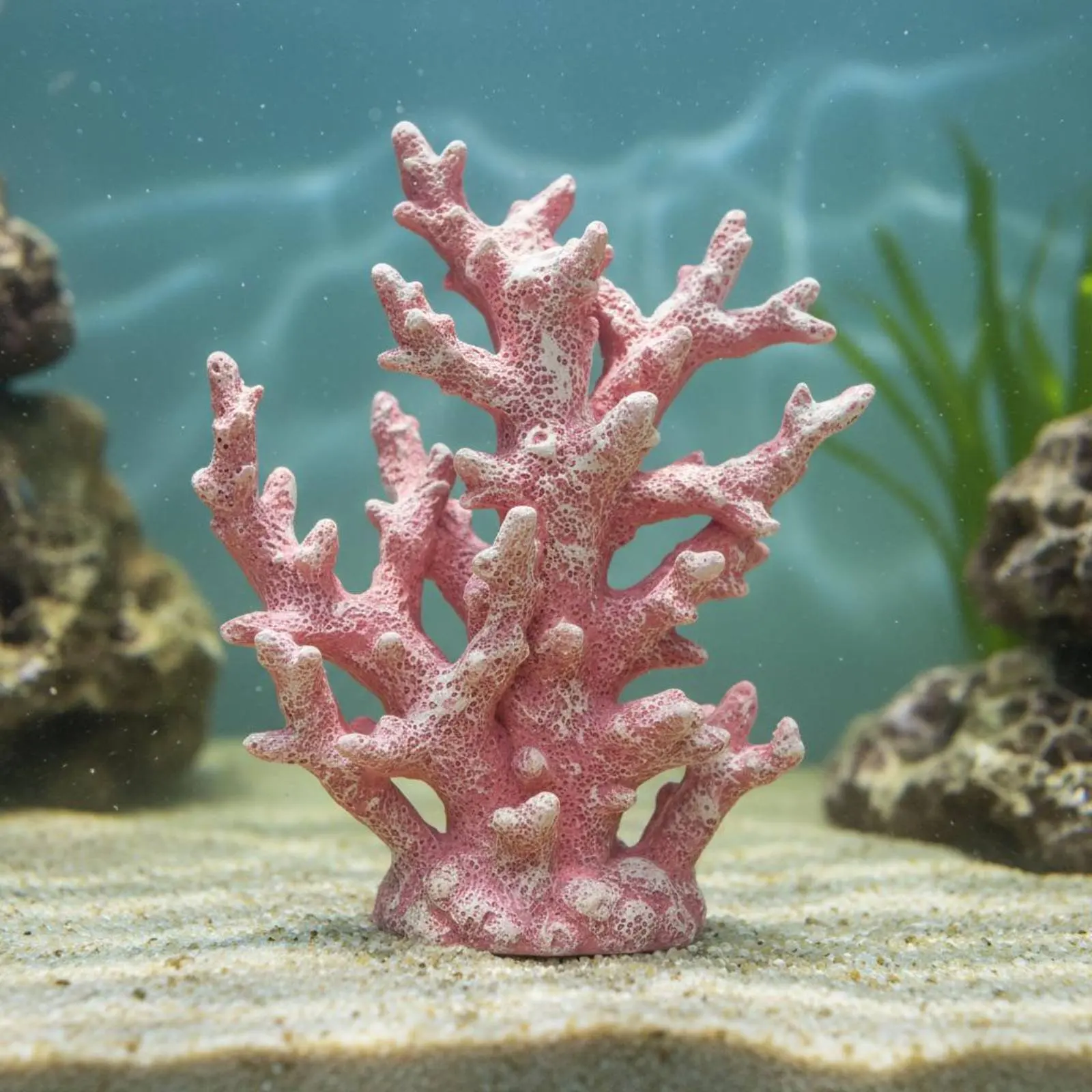 Decoración artificial de rama oceánica en resina para acuario, bajo mantenimiento