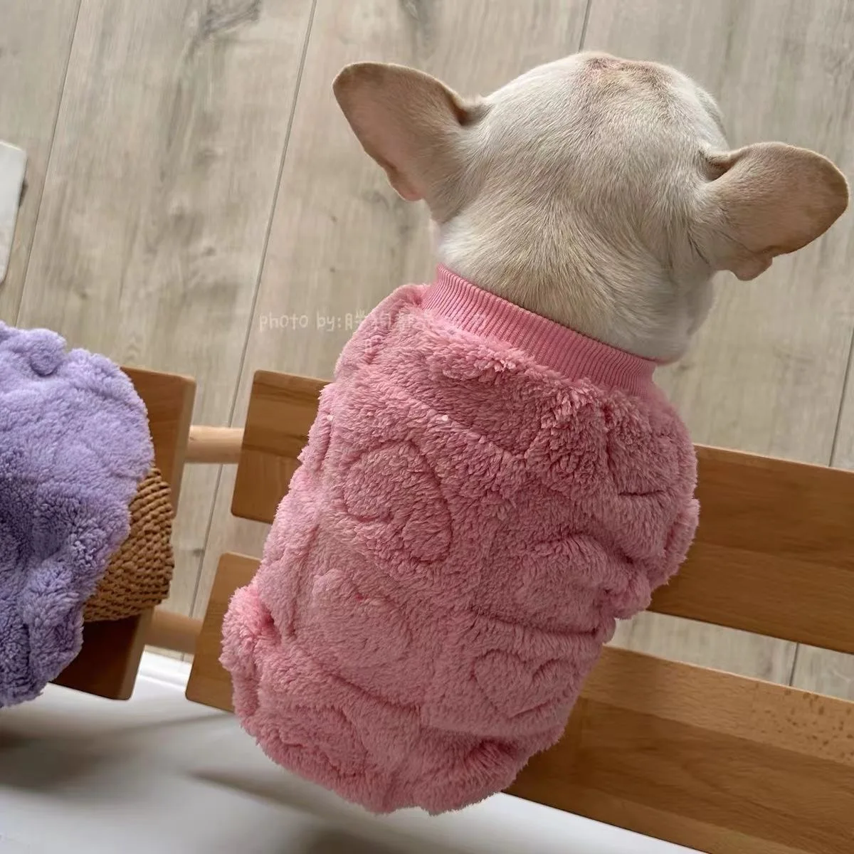 French Bulldog Pug Dog Jacket Dog Clothes Winter Fleece Pet Coat Puppy Outfit Solid Love Warm Dog Costume for Small Dogs - imagen 2