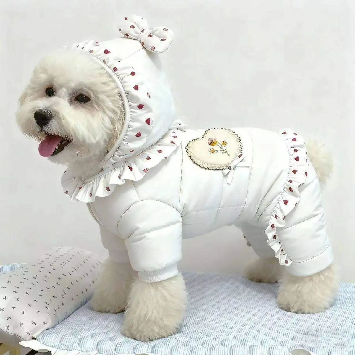Abrigo completo para Bichón Frisé y Poodle, vista de ajuste en mascota