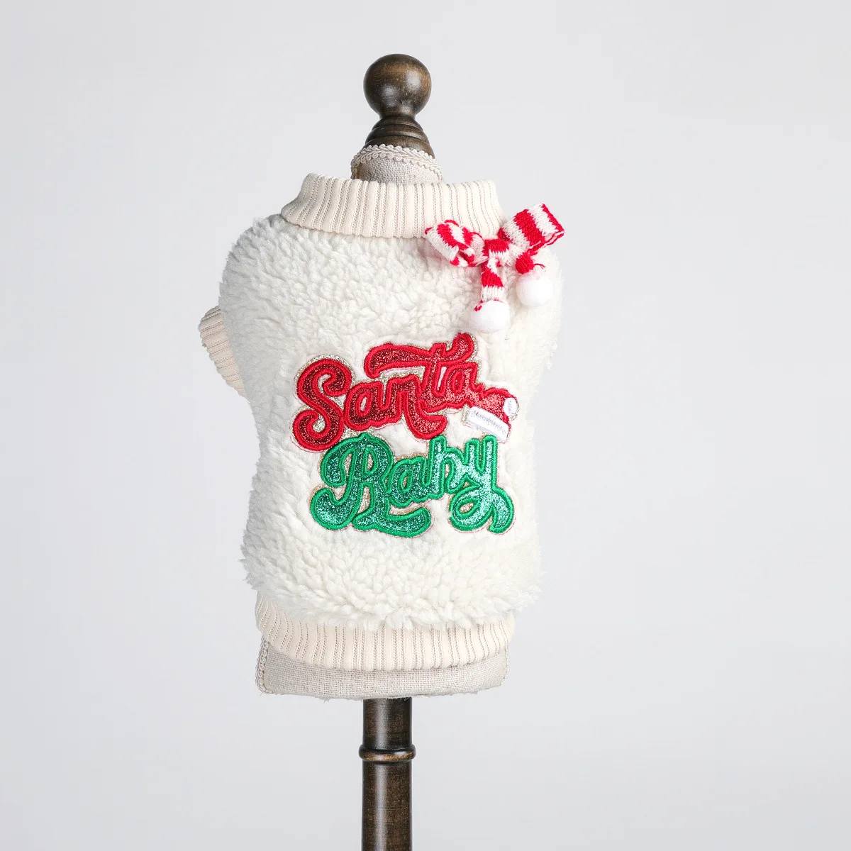 Sudadera con capucha de felpa para Festival de otoño/invierno para mascotas, abrigo informal de cuello alto con bonito gatito, ropa navideña de terciopelo para perros pequeños - imagen 5