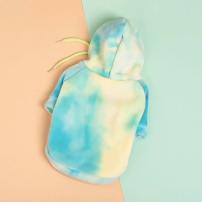 Sudadera con capucha para mascotas, Sudadera con capucha teñida, abrigo de otoño/invierno para mascotas, ropa cálida para perros pequeños, ropa para cachorros, disfraz con capucha para perros - imagen 4